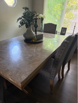 6’ long x 4’ wide stone tile kitchen table