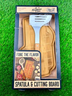 Golf Style Bamboo Cutting Board & BBQ Spatula Set – Dad’s Gift - New