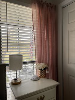 4 Panes Pink Linen Curtains 