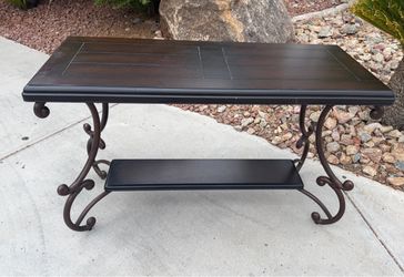 Console table long entry table dark wood