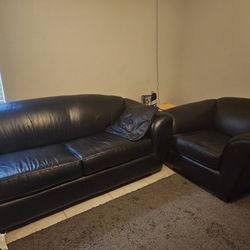 PRICE CUT/Blk Italian Sofa, Chair And Ottaman