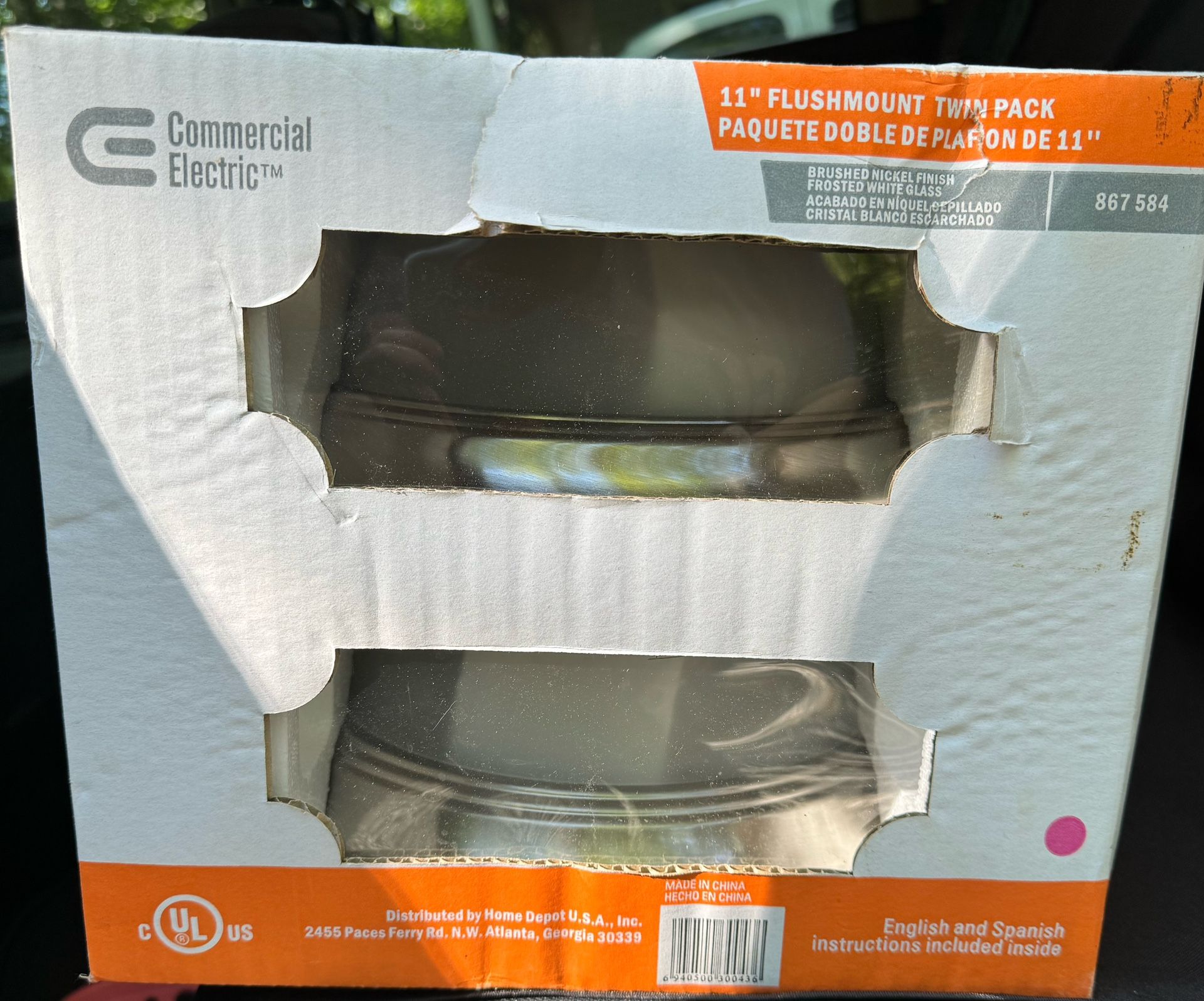11 Inch Flush Light Fixture. Twin Pack. 