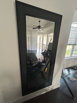 Wall/ Floor Mirror Black: Gray framed