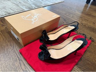 Christian Louboutin Yoyo Sling Zeppa 120 Patent Heels Size 37.5 Black