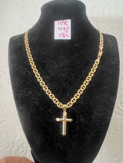 10K Solid Gold Chain And Pendant For Wedding 18 Inches Long