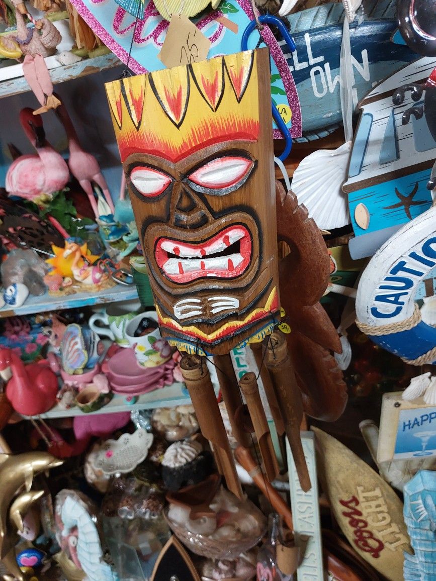 Colorful wooden tiki bamboo wind Chime