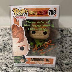 Signed Android 16 (708) DBZ Funko - JSA Certified 