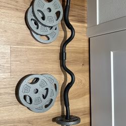 Curl barbell bar and weights
