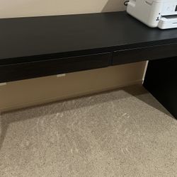 Brown Desk/vanity With 2 Drawers 