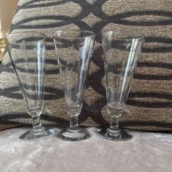 Vintage Etched Floral  Footed Cocktail Champagne Glass