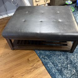 Leather Upholstered Ottoman