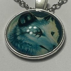 Wolf Glass Cabochon Necklace