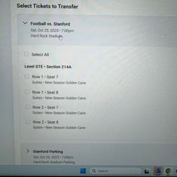 4 Club level Seats To Miami U Vs Stanford This Saturday 