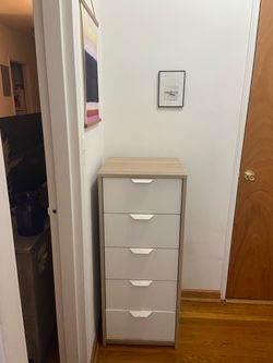 IKEA 5-Drawer Tall Dresser Light Wood Top