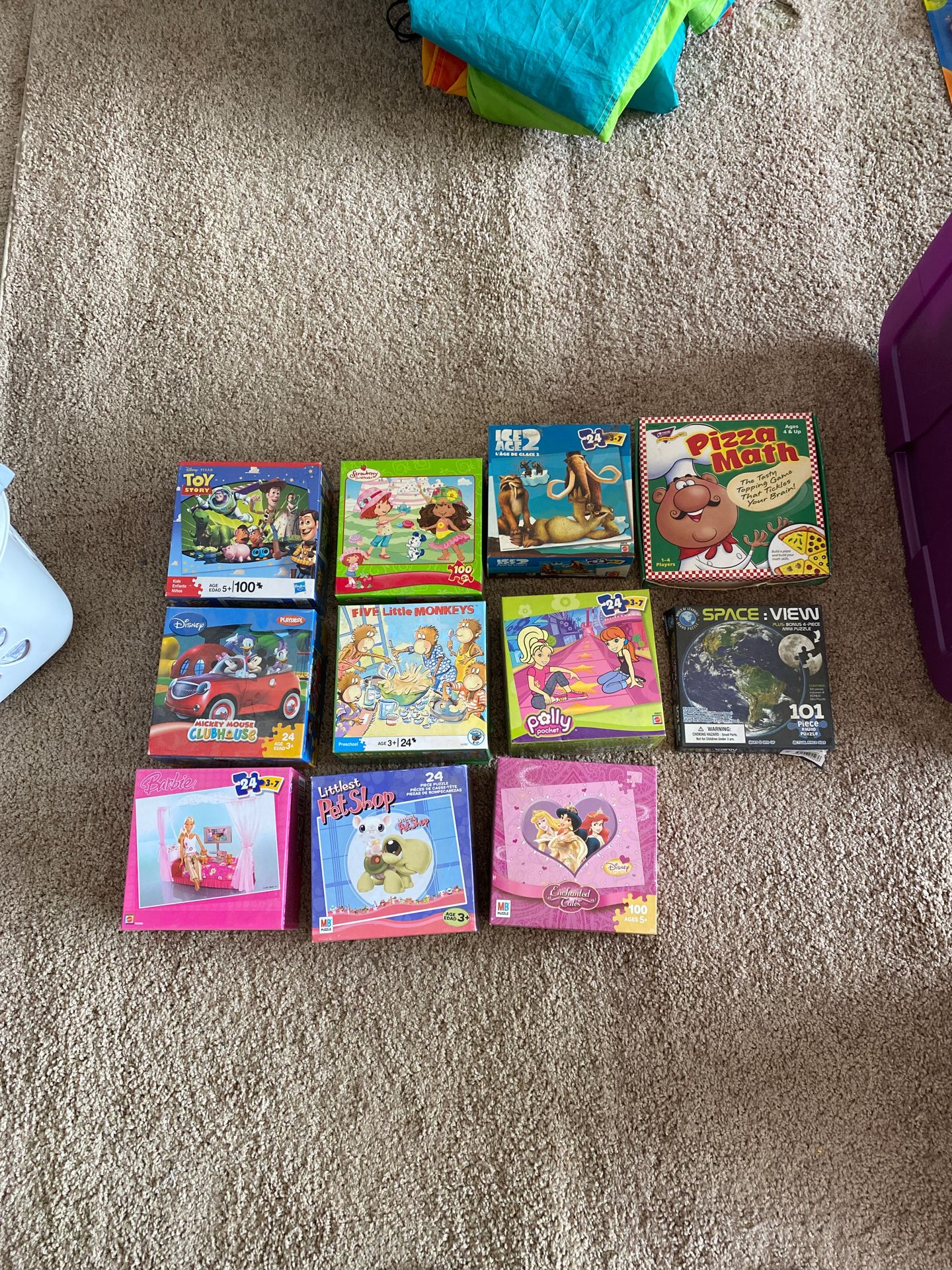 Mix of kids puzzles and a game