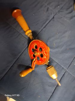 Vintage Hand Crank Drill USA Made Red Gear Drill Tool