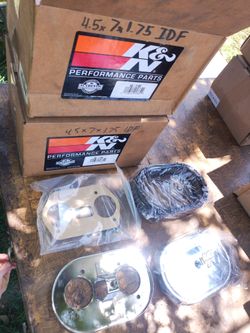 Vw K&n Weber idf air cleaner kit price is for the pair $120
Air Cleaner Assembly, Rectangular, 7.0 in Long, 4.5 in Wide, 1.75 in. Tall, 1.81 in. Inlet
