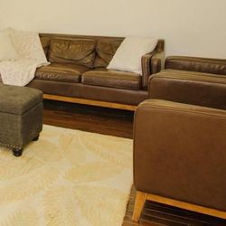 Article Furniture - Leather Couch and 2 Arm Chairs 