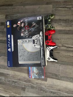 ps4 God of war limited edition and comes with three controllers and the gof game