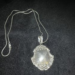 Vintage Style Sterling Silver Repousse Tag Necklace 
