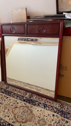 Vintage  Chinese Rosewood Frame Wall Mirror