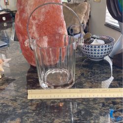 Crystal Bucket Small Silver Handle 7” H X 5” D