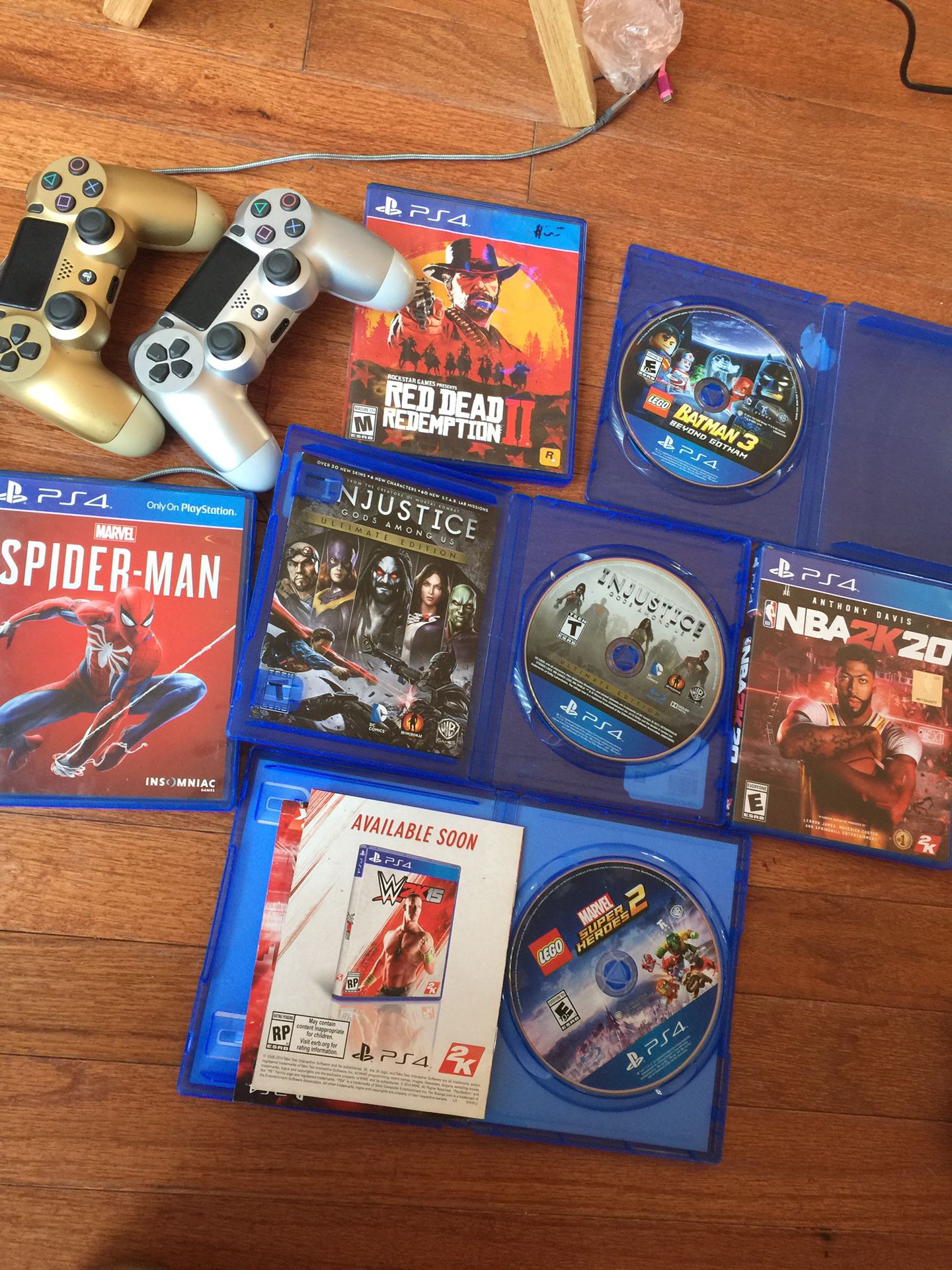 6 games and 2 two controllers for ps4
