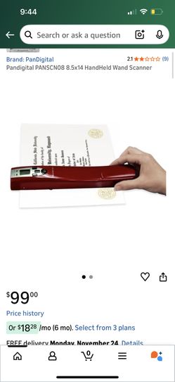 Pandigital Handheld WI-FI Wand Scanner