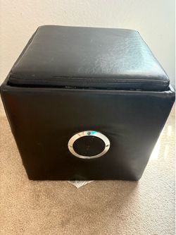 Bluetooth 16" Leatherette Ottoman Storage Compartment