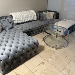 Tufted Sectional Sofa Grey Couch Selling Sofa Like New Moving Sale 