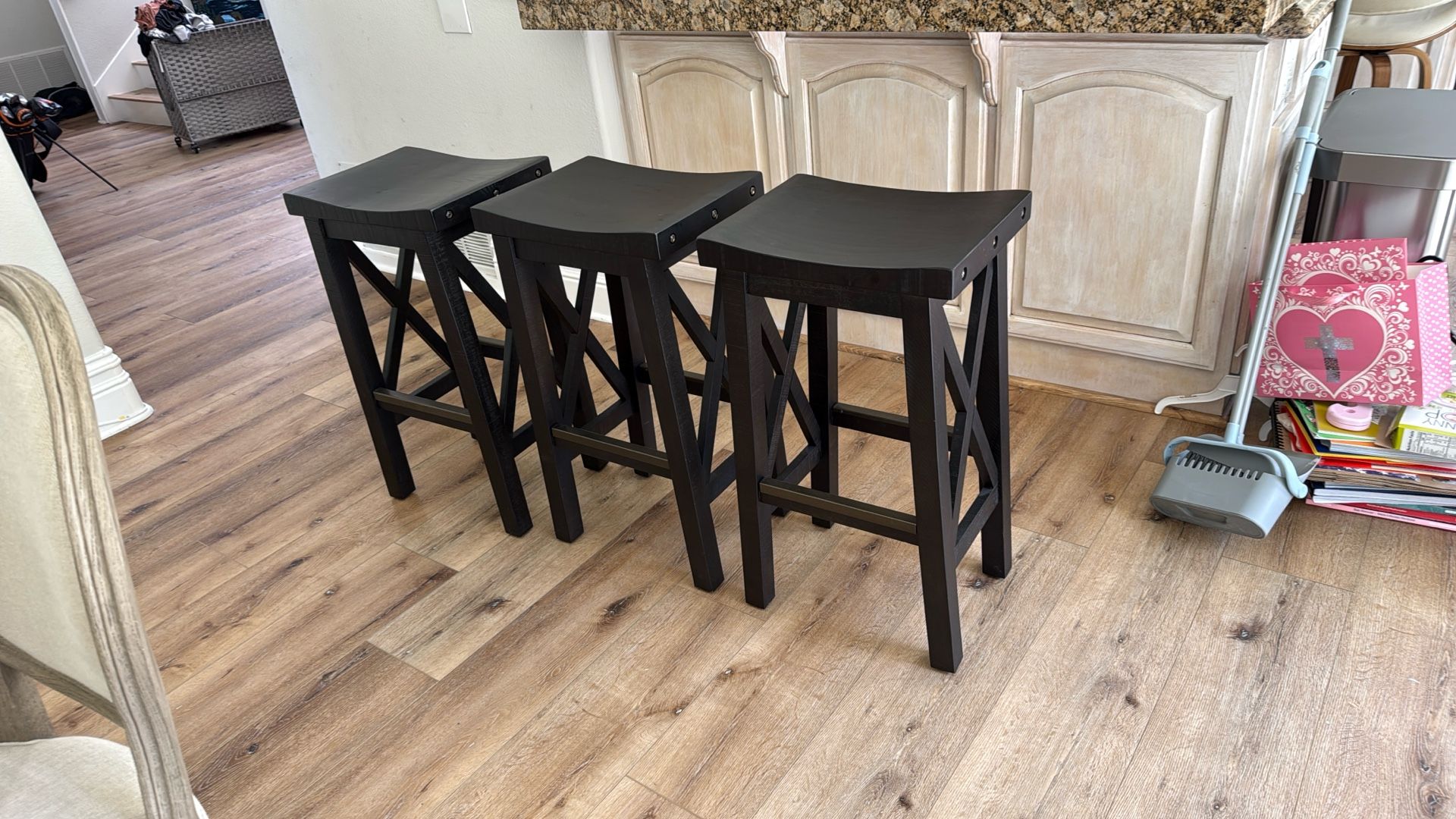 3 Solid Wood Counter Stools
