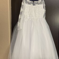 White Eucharist Dress Size 8 /White Shoes Size 3