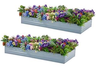 Galvanized Steel Raised Garden Bed Set of 2