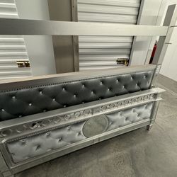 Silver Mirrored King Bed  Frame