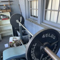 Olympic Style Weight Bench, Curl Bar, And 200lbs Everest Heavy Bag