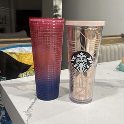 2 Pink Starbucks Cups