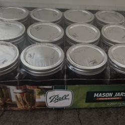 New Ball 12×16oz Mason Jars