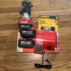 Milwaukee and Dewalt batteries and tools