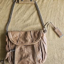 Gryson ''Haylier' (Vintage y2k Italian Leather Chunky Gold Chain Thick Zipper Purse/Bag)