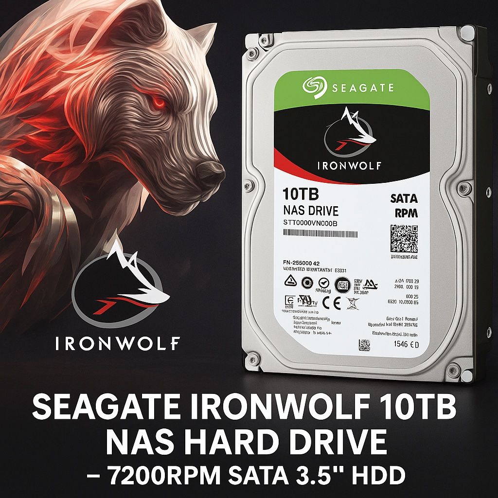 Seagate IronWolf 10TB NAS Hard Drive – 7200RPM SATA 3.5” HDD
