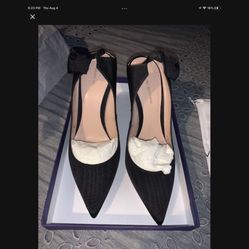 STUART WEITZMAN The Rossana Pump In Black Woven Fabric Size 8.5