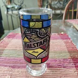 FALSTAFF STAINED GLASS BEER GLASS