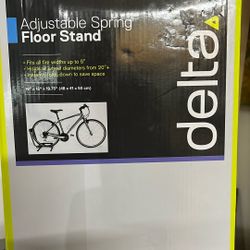 Delta Cycle Adjustable Spring Bicycle Floor Stand, Gray, Tire Width Up To 5in