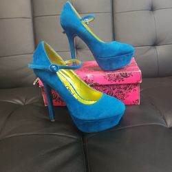 Blue Suede High Heels