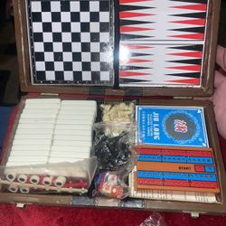 Vintage 6n1 Travel Game Set Chess, Checkers, Backgammon 
