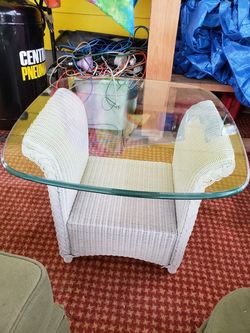 Wicker glass table