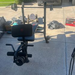 Marcy Club Workout Bench With Weights Bar Etc