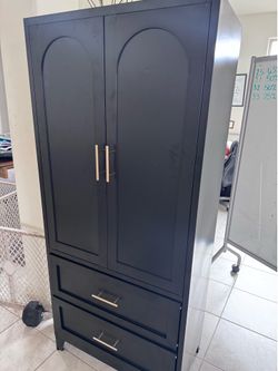 Black Metal Wardrobe with 2 drawers