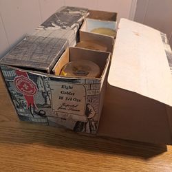 8 Arcoroc Prestigede France 10.25oz Amber Glass Goblets Original Box.
