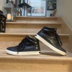 Jimmy Choo Crocodile Embossed Belgravia Hi-top Sneakers (Black)